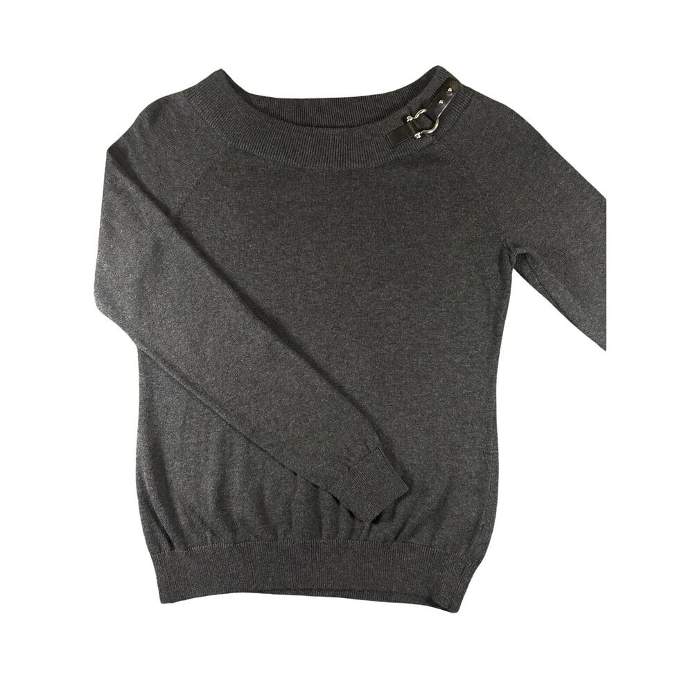 Lauren Ralph Lauren Charcoal Buckle Boat Neck Sweater Large
